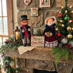 Vintage Christmas Caroler Figurines Set Mid Century Retro Holiday Decor 12"